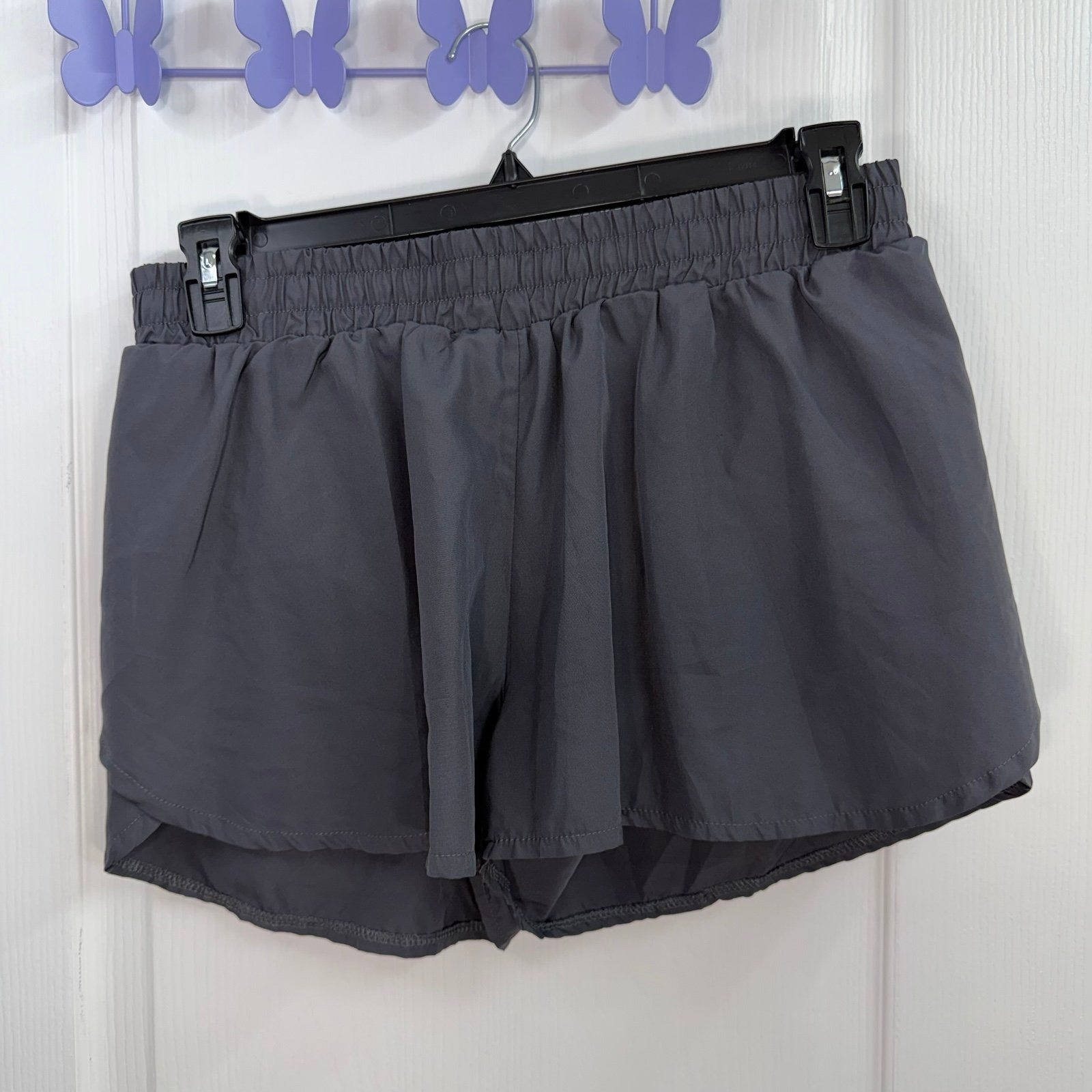 Starting Point Gray Pull On Drawstring Active Athletic Woven Lined Gym Shorts L